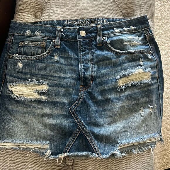 American Eagle Hi Rise Festival Denim Mini Skirt - Picture 5 of 11